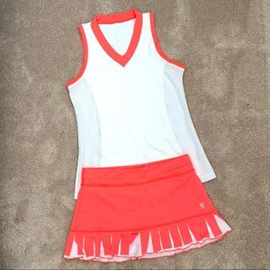 Sofibella Tennis outfit: Tank Top and Skort Red Tennis Outfit